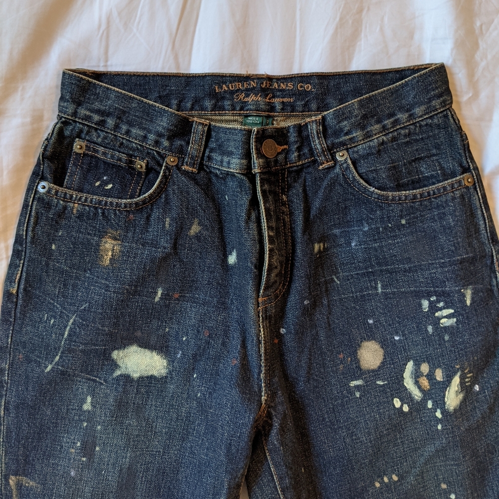Lauren Ralph Lauren Jeans Co distressed paint splatter denim jeans straight leg